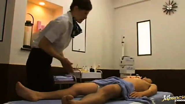 Hot Japanese Massage Therapist Jerks Off Cock Before Getting Fucked Hard