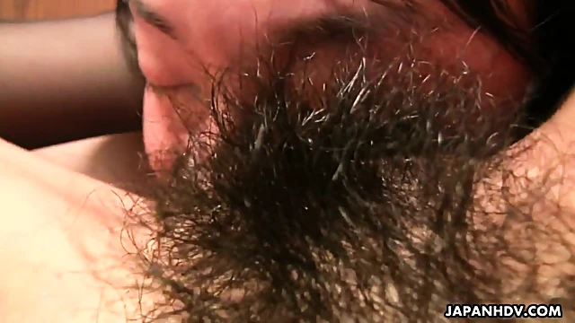 Seductive Lingerie-Clad Asian Cougar Gets Her Hairy Pussy Tantalizingly Kissed