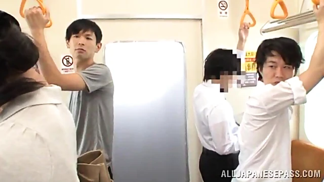 Hungry Asian Slut Takes Two Hard Cocks In A Subway Ride