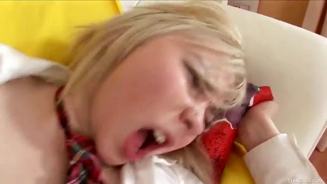 Blonde Coed Gets Her Ass and Pussy Stretched by Toys While in Uniform