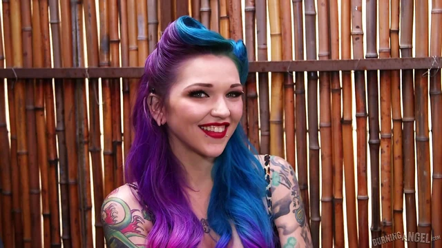 Sultry Blue-Haired Tattooed Slut in Fishnets Gets Fucked Hard & Roughly