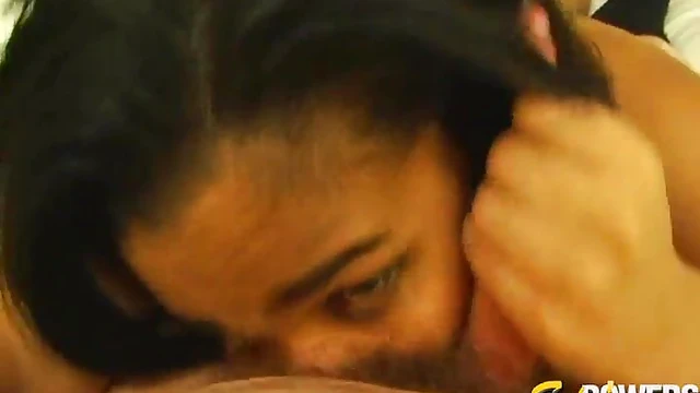 Sexy Brunette Takes Fat Cock Head Into Mouth For Passionate Blowjob Delight