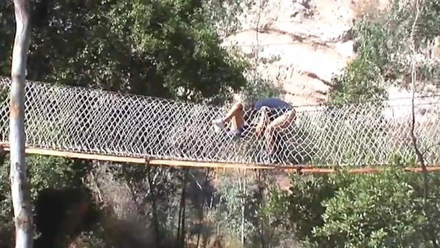 Crazy Chick Gags on Hard Cock Amidst Park Bridge Passion