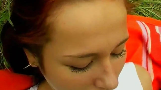 Sexy Redhead Teen in Thong Gets Hardcore Doggy Style Pounded