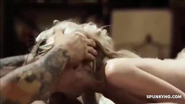 Tattooed Stud's Hard Cock Drives Dirty Blonde Wild All Day Long
