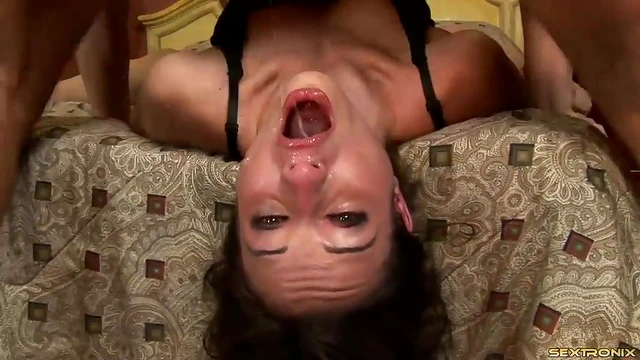 Hungry Brunette Takes Cock Deep Before Getting Her Face Covered in Jizz