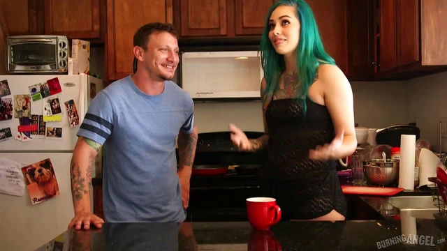 Green-Haired Punk Babe Gets Anal Fucked Hard By Thick Cock