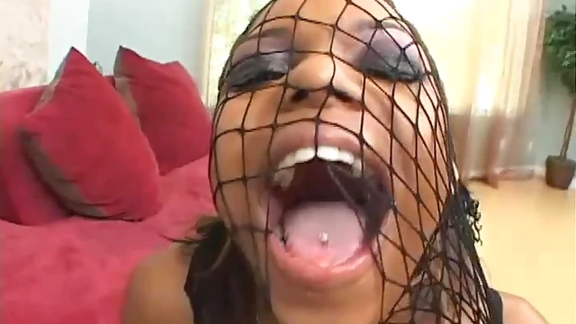 Sizzling Ebony Teen Marie Luv Gets Ass Fucked Hard While Wearing Fishnets