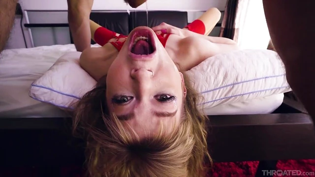 Seductive Blonde Mackenzie in Red Lingerie Teasing Her Pussy Perfectly