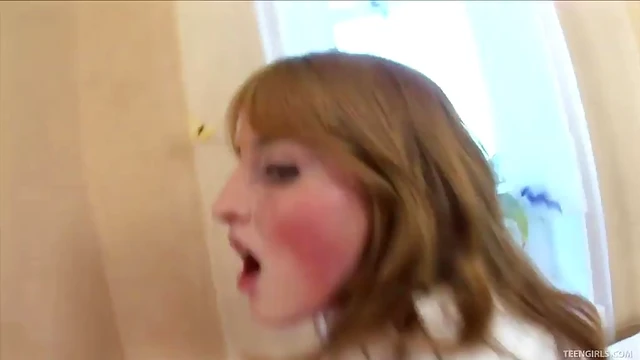 Cute Coed in School Uniform Gets Probed Deeply from Behind