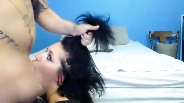 Sizzling Webcam Show: Rocker Girl Faces Brutal Facefucking Action