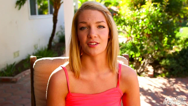 Sultry Blonde Kneels Down Giving Hot Blowjob for Pleasure