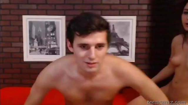 Excited Young Couple Enjoys Their First On-Cam Encounter Together