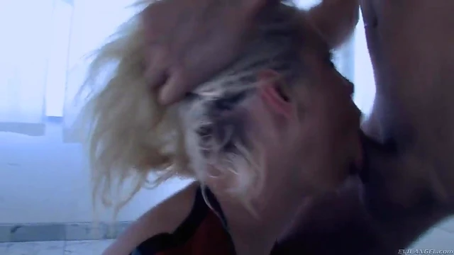 Sizzling Blonde in Leather Top Enjoys Rough Oral Delight Before Riding Cock Hard