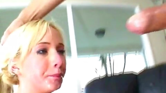 Desirable Blonde Uses Her Pretty Face To Worship His Big Erection Thoroughly