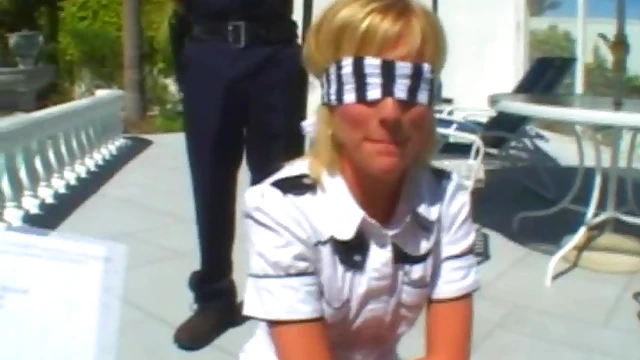 Blond Slut Gets Rough Outdoor Face-Fucking from Hot Cop