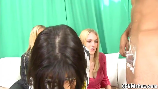 Sensuous MILF Trio Teasing & Titillating With Wet Kisses Before Hot Cock Feast