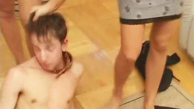 Seductive Russian Mistresses Force Guy To Worship Their Sexy Feet