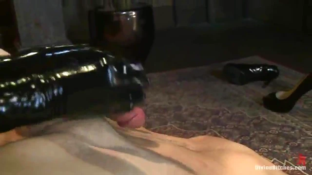 Dominant Mistress Madeline Handjobs Bound Slave Post-Impressive Pegging