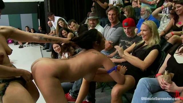 Hot Chicks Battle in Ring Before Steamy Lesbian Orgy Begins Wildly