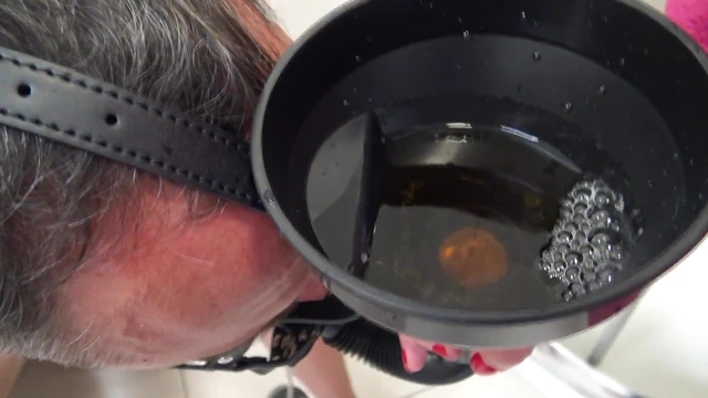 Thirsty Slave Drinks Pee from Her Dominant Master's Cup Humbly