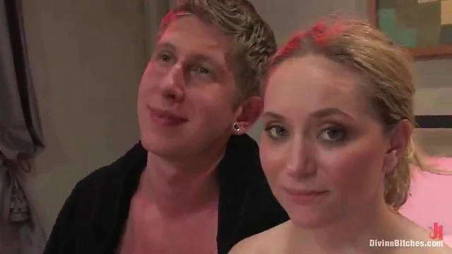 Aiden Starr Blonde Domess Gets Off by Brutally Pegging Her Submissive Guy