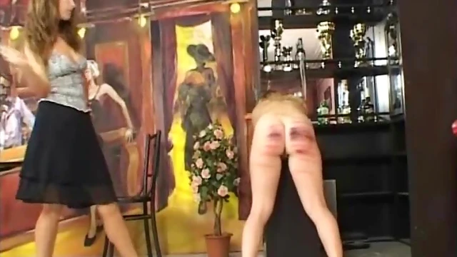 Desirable Blonde Gets Her Ass Punished by Dominant Mistress's Whip