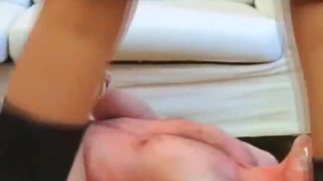 Mistress in High Heels Dominates Her Man by Trampling Him Sensually