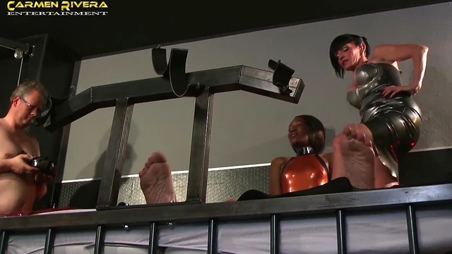 Latex Babes Carmen & Sahara Push Their Slave Beyond Limits Sexually