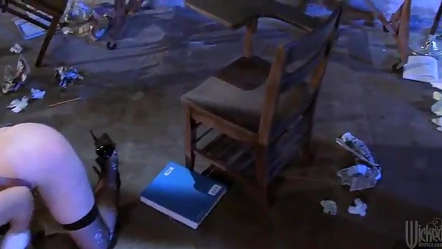 Submissive Brunette Fucked Hard by Teacher's Cock in Class Room