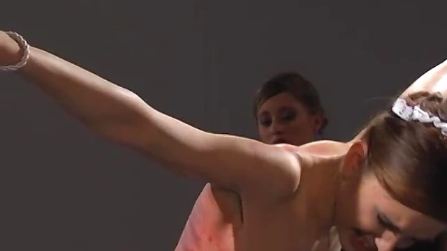 Submissive Brunette Gets Whipped On Her Back While Tied Up Seductively