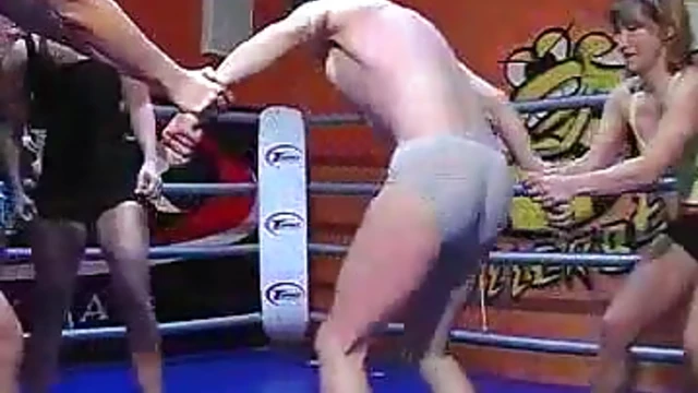 Handsome Stud Wrestles Three Hot Babes In The Ring For Steamy Sex Action