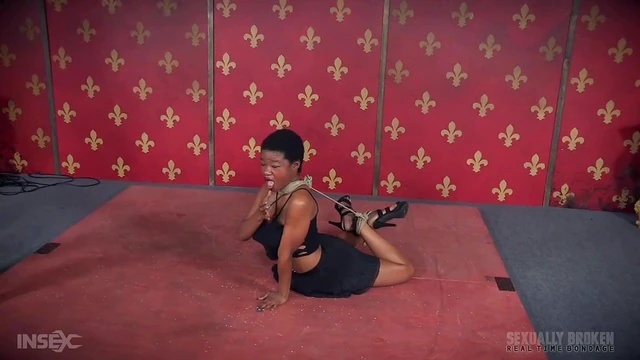 Bound Black-Haired Cutie Submits to Hot Cock-Sucking Action