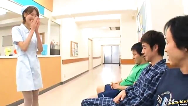 Seductive Japanese Nurse Takes On Three Cocks In The Hospital Ward