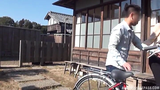 Cute Cardigan-Clad Japanese Beauty Welcomes Cock On Her Bike Ride
