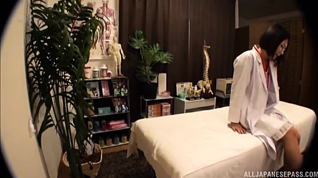 Kinky Dude Fingers Japanese Doctor After She Gets Undressed Seductively