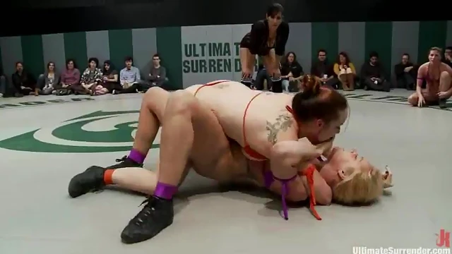 Lesbian Girls Battle It Out in Ring for Hot Action Packed Sex