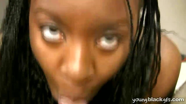 Talented Black Girl Gives Hot Blowjob Until White Guy Cums Hard