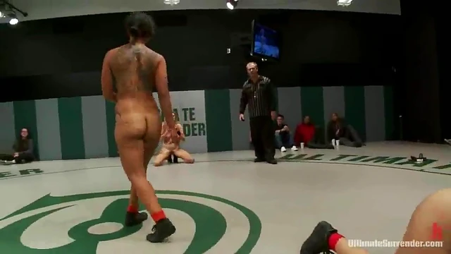 Naked Lesbians Wrestle on Tatami Mat Before Hot BDSM Sex Orgasm