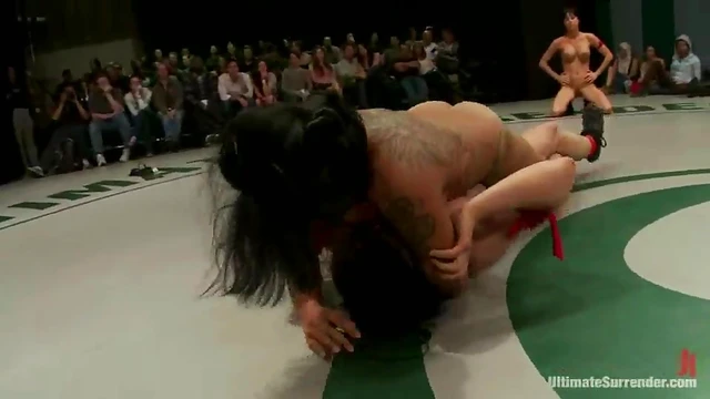 Naked Lesbians Wrestle on Tatami Mat Before Hot BDSM Sex Orgasm