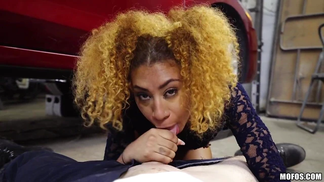 Kendall's Ebony Pussy Revealed Under Skirt for Cock Bouncing Fun