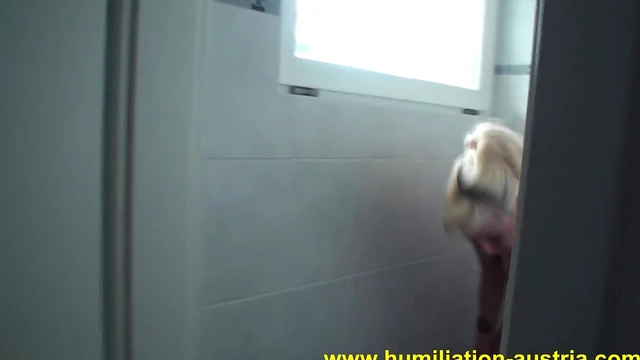 Submissive Slave Humiliatingly Cleans Up After My Urine Needs Met