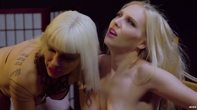 Submissive Blonde Sweetheart Gets Pussy Pleasured by Dominant Mistress