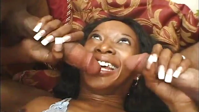 Ebony Stacey Cash Gets Fucked Hard by Two Guys in Steamy Threesome Action