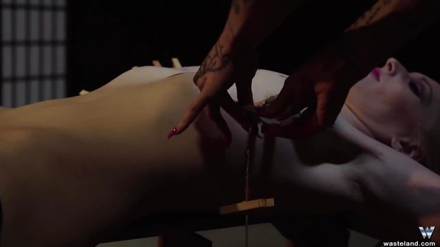 Mature Mistress Torments Blonde Slave in Submissive Torture Scene