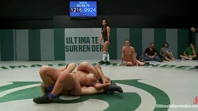 Scuffle Leads Two Girls to Strap-On Pleasure on Tatami Floor