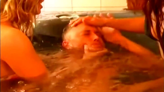 Dominatrix Commands Submissive Lover in Hot Whirlpool Sex Play