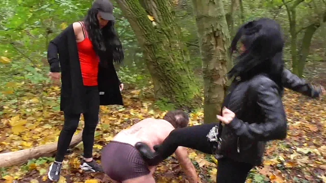 German Sluts Abuse Elderly Victim Outdoors Brutally Dominating Him Sexually