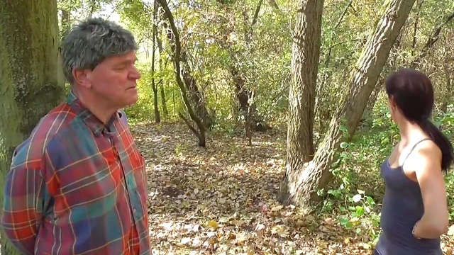 Submissive Slave Salivates Outdoors Before Rough Outdoor Sex