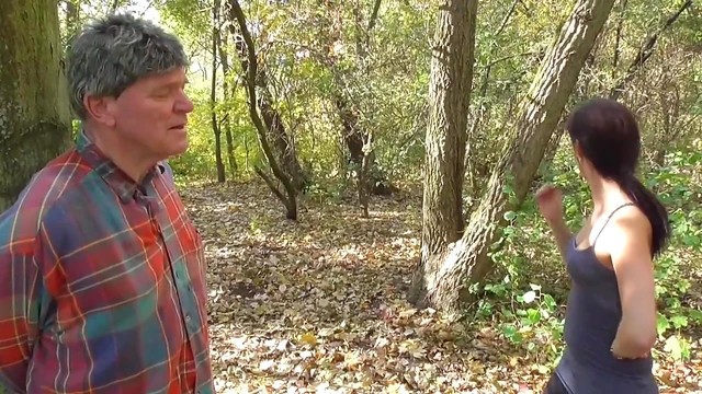 Submissive Slave Salivates Outdoors Before Rough Outdoor Sex